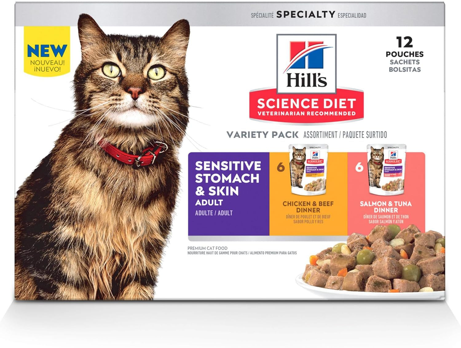hills-science-diet-sensitive-stomach-skin-wet-cat-food-variety-pack-1-veterinarian-recommended-adult-formula-chicken-beef-salmon-tuna-2-8-oz-pouches-12-pack