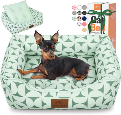 Cat Dog Bed for Pets, Rectangle Pet Bed Gift for Puppy and Kitten, Machine Washable Calming Fluffy Pet Couch Sofa for Indoor Outdoor, Portable Soft Cat Bed with Non-Slip Bottom (Small, Pink)25