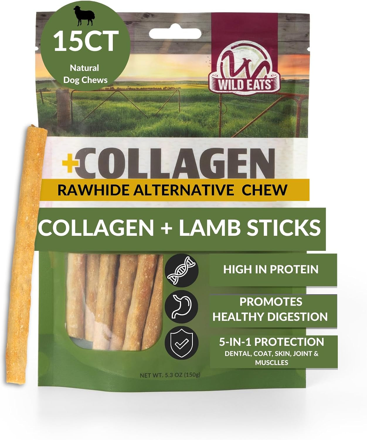 wild-eats-real-duck-collagen-bully-sticks-for-dogs-25-pack-rawhide-free-no-hide-chew-treat-made-without-grain-5-inch-size-high-protein-satisfies-natural-gnawing-urges-suits-all-breeds