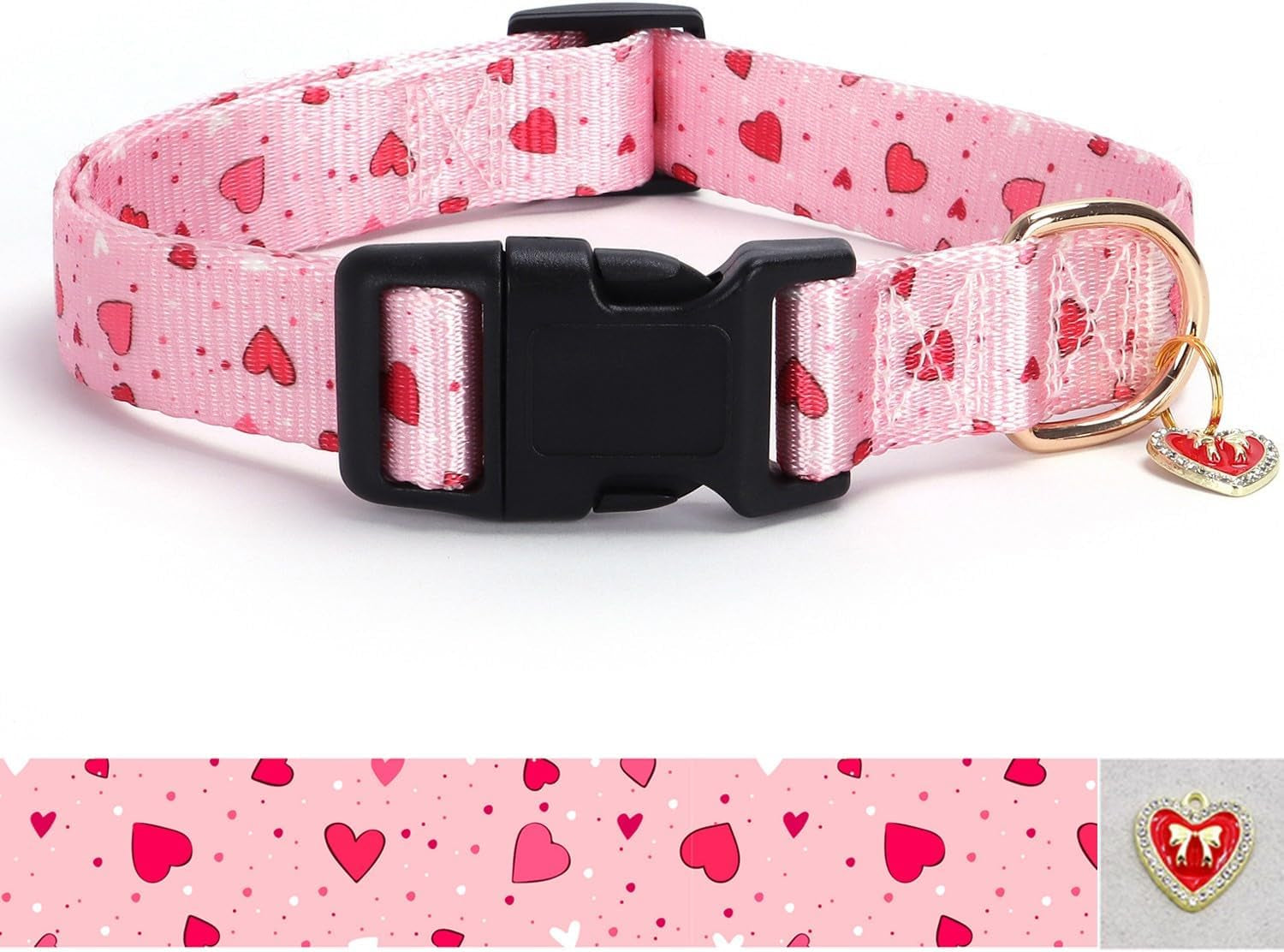 reflective-dog-collar-with-buckle-adjustable-safety-nylon-collars-for-small-medium-large-dogs-pink-m-breathable-nylon-collars-for-small-medium-large-dogs-no-chafing-on-walks-and-outdoor-hikes-metal-d-ring-night-safety