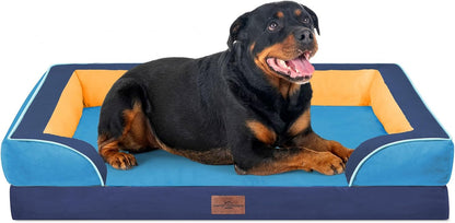 Comfort Expression Orthopedic Dog Bed for Extra Large Dogs with Bolster | Waterproof Dog Couch Bed with Washable Cover & Non-Slip Bottom, Supportive Egg Crate Foam XL Pet Bed, 42X30 Inch130