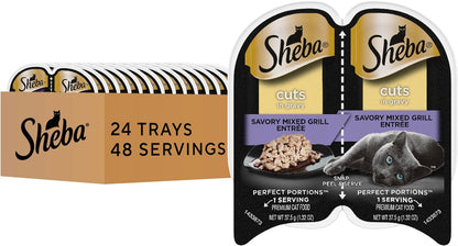 Sheba Perfect Portions Cuts Wet Cat Food, Sustainable Salmon, 2.6 Oz, 24 Ct | Grain-Free, Sustainable Salmon, 48 Servings, No Fillers or Artificial Flavors, Essential Vitamins & Minerals, Twin-Pack Trays17