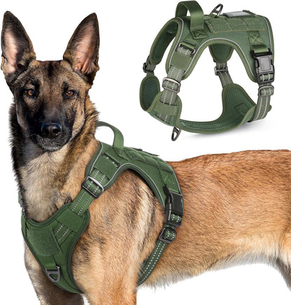 Rabbitgoo Tactical Dog Harness for Large, No Pull Military Service Vest | Molle & Handle, Heavy Duty, Adjustable, Reflective Straps, Easy Control for Training Walking, Black, Large69
