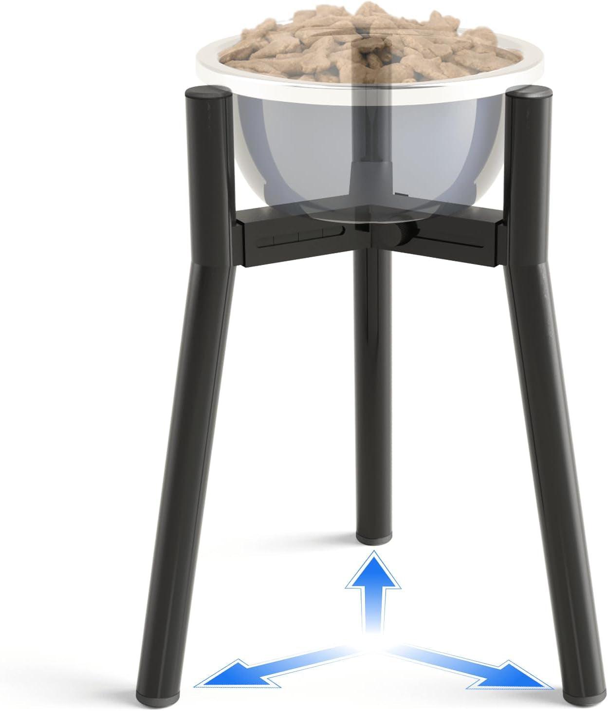 dog-bowl-stand-for-medium-large-dogs-adjustable-width-elevated-dog-bowls-7-10-6-raised-dog-food-water-bowls-11-inch-tall-single-holder-black-bowl-not-included