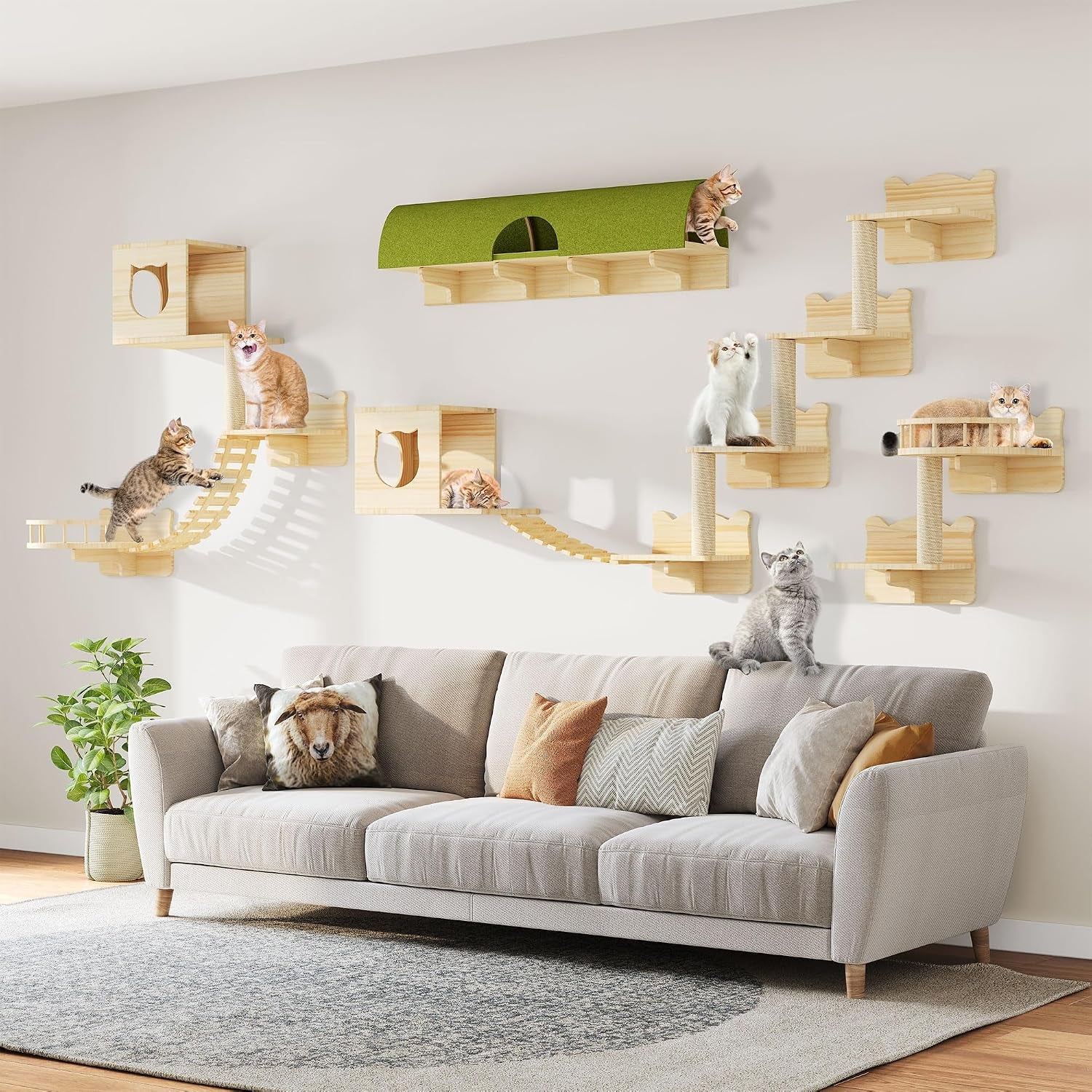 9-in-1-cat-wall-shelves-cat-wall-furniture-set-with-bridge-beige-wall-mounted-cats-shelf-for-space-saving-multi-level-cat-climbing-systems-for-16-inch-drywall-with-scratching-posts-condos