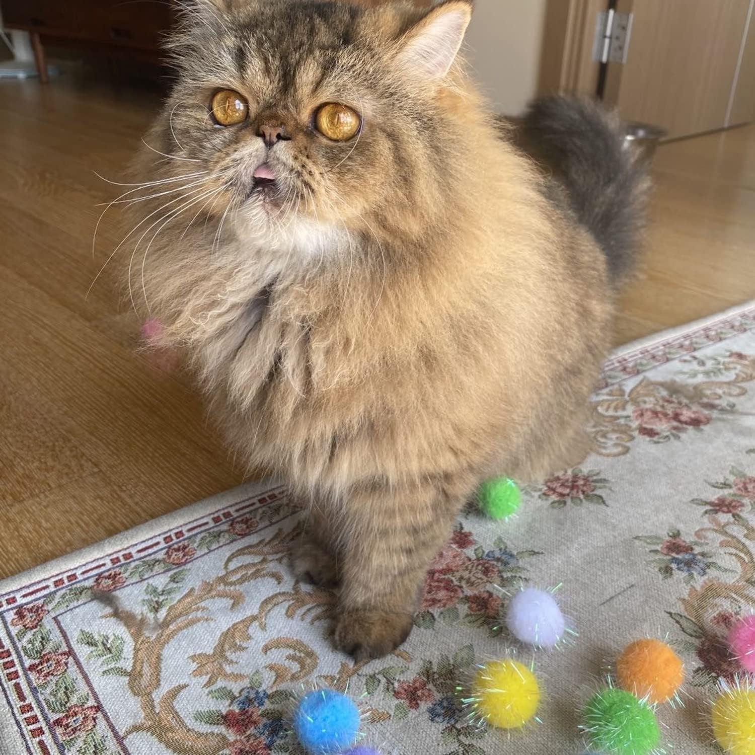 20pcs-1-5inch-extra-large-cats-favorite-chase-glitter-ball-toy-sparkle-pom-pom-balls