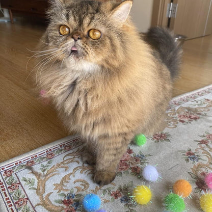20PCS 1.5INCH Extra Large Cat'S Favorite Chase Glitter Ball Toy | Sparkle Pom Pom Balls4