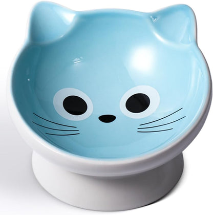 Raised Cat Food Bowl Ceramic 15° Tilted Cat Food Bowls Protect Cat'S Spine anti Vomiting Backflow Prevention Bowls for Adult Kitty, Kitten, and Small Dogs, Pink12