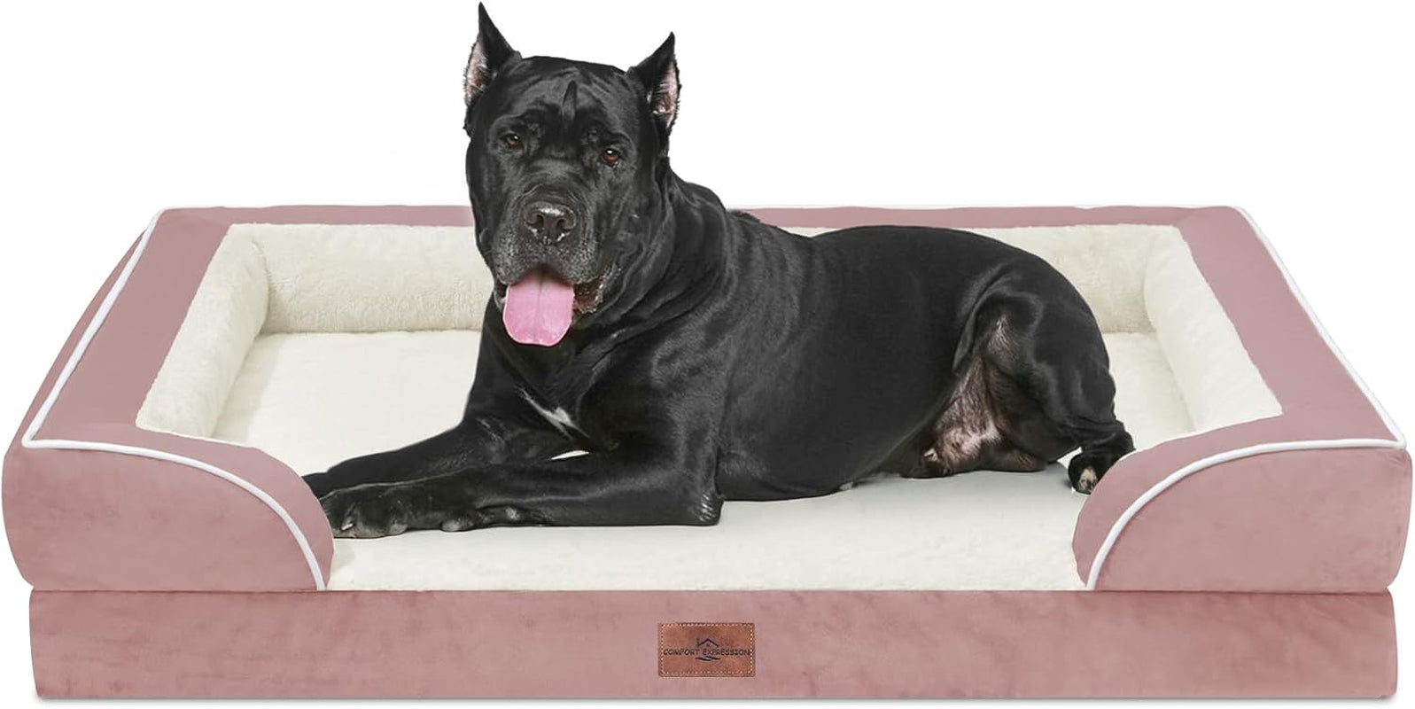 comfort-expression-orthopedic-dog-bed-for-extra-large-dogs-with-bolster-waterproof-dog-couch-bed-with-washable-cover-non-slip-bottom-supportive-egg-crate-foam-xl-pet-bed-42x30-inch