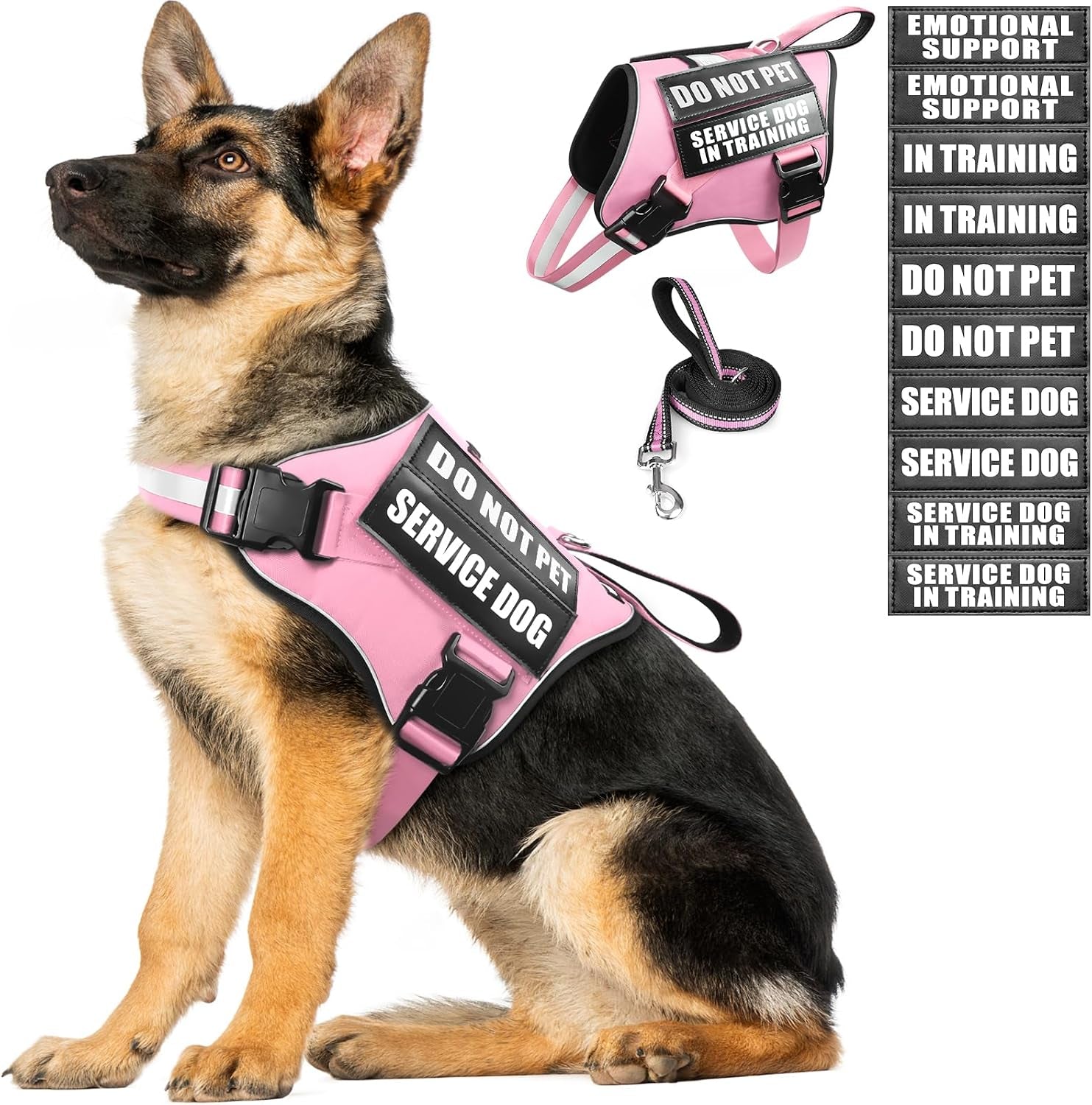 service-dog-vest-harness-and-leash-set-10-patches-no-pull-adjustable-reflective-dog-harness-with-soft-padded-handle-for-training-everyday-fit-small-medium-large-extra-large-dogsred-xl-no-pull-adjustable-reflective-service-dog-harness-large-sized-dog-leash-with-2-soft-padded-handles-for-training-working