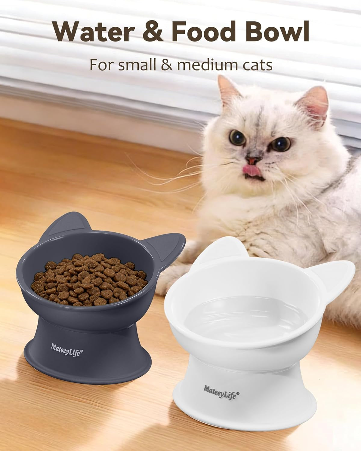 mateeylife-2-pack-elevated-cat-food-bowls-for-indoor-cats-kittens-raised-food-and-water-bowl-set-whisker-friendly-anti-vomit-feeding-pet-bowls-6-oz-each-dishwasher-safe-white-grey