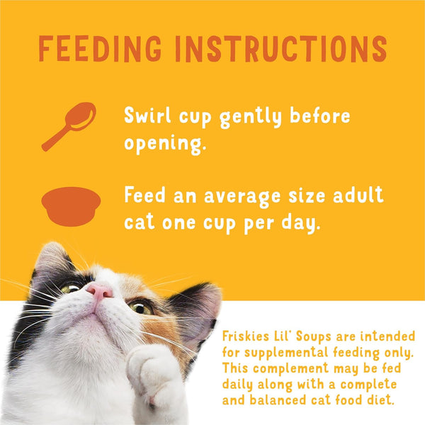 Friskies Purina Grain Free Wet Cat Food Lickable Cat Treats Variety Pack, Lil' Soups with Salmon, Tuna or Shrimp - (Pack of 30) 1.2 Oz. Cups6
