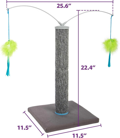 Scratch 'N Spin Cat Toy, Carpet Scratching Post, Interactive Spinning Wand, Multicolored2