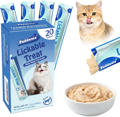 Lickable Cat Treats, High-Meat Purée, 0.5 Oz Tubes, 20 Count | High-Meat Purée with Minimal Ingredients and No Added Gums or Fillers; Thick, Smooth Texture for Treating or Meal Topping10