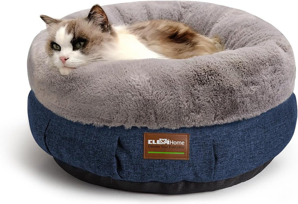 Clevahome Cat Dog Bed for Small Pets up to 15Lbs - round Cat Beds for Indoor Cats, Machine Washable Comfortable Pet Bed for Puppy and Kitten with Non-Slip Bottom (Plum Pink)9