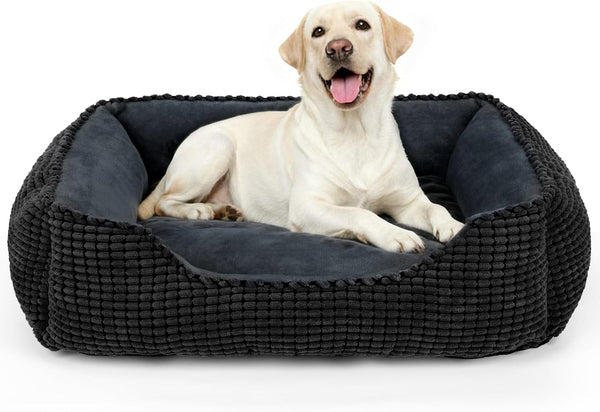 MIXJOY Dog Bed for Large Medium Small Dogs, Rectangle Washable Sleeping Puppy Bed, Soft Calming Cat Beds for Indoor Cats, Orthopedic Pet Sofa Bed, Anti-Slip Bottom with Multiple Size (20'', Grey)19