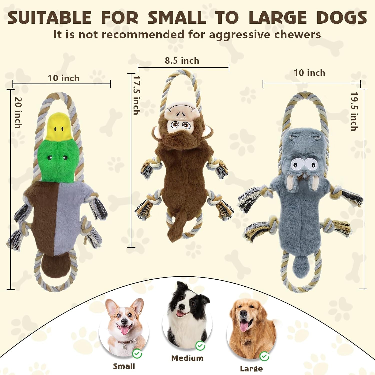 3-pack-no-stuffing-squeaky-dog-toys-tug-of-war-dog-toy-with-rope-interactive-squeaker-crinkle-paper-durable-for-teeth-cleaning-anxiety-relief-dog-gifts-for-small-medium-dog