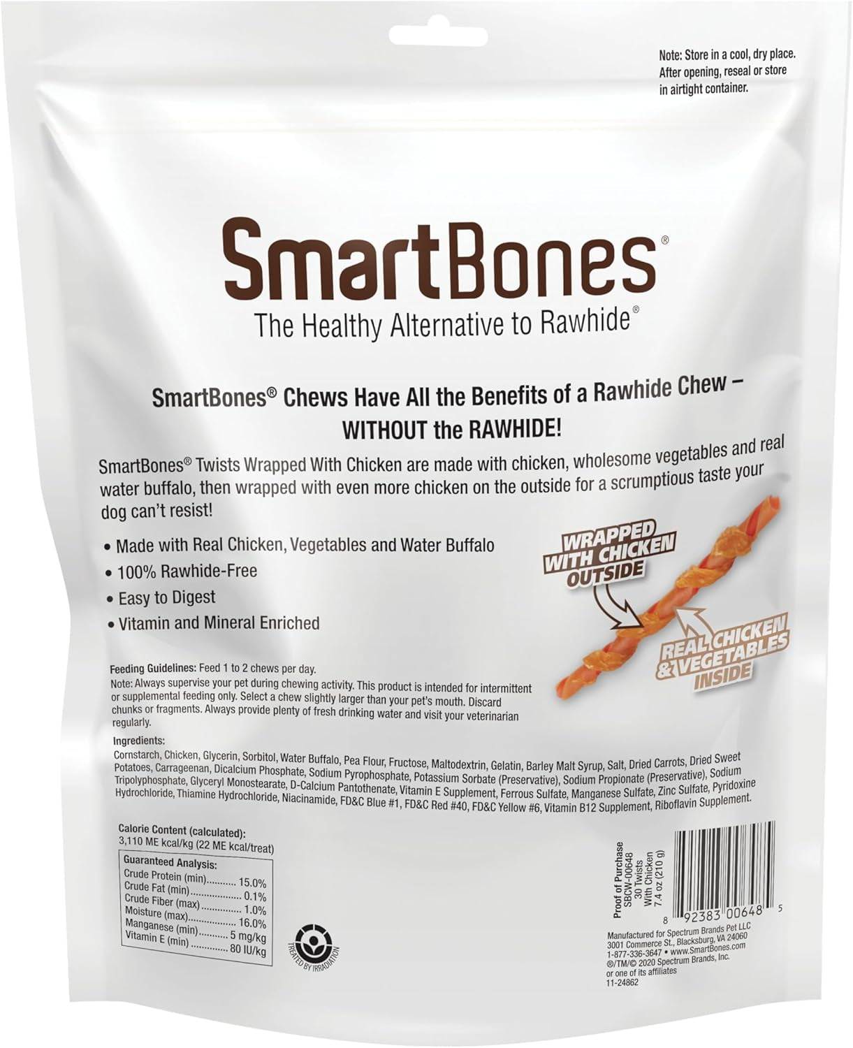 smartbones-twists-wrapped-with-chicken-made-with-real-water-buffalo-30-count-rawhide-free-chews-for-dogs-7-40-ounce-pack-of-1