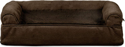 Furhaven Orthopedic Dog Bed for Large Dogs, Sofa-Style with Cool Gel-Top Foam with a Solid Orthopedic Foam Base for Joint Support, Removable Washable Cover, Jumbo XL, Plush & Suede, Gray19