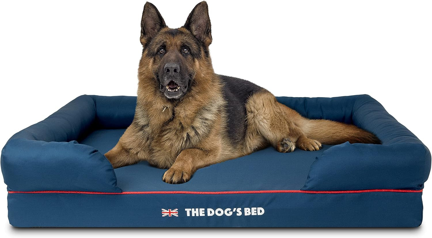 the-dog-s-bed-orthopedic-memory-foam-dog-bed-with-bolsters-for-large-dogs-high-density-support-mattress-low-front-entry-removable-washable-cover-oxford-fabric-blue-with-dark-red-trim-large