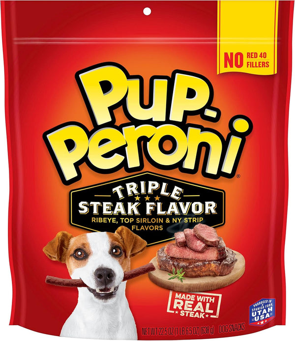 Pup-Peroni Dog Training Treats Made with Real Beef, 8 Bags (5.6 Oz. Each) | Slow Cooked 2.5+ Hours for a Tender Texture & Rich, Meaty Taste. 24% Protein. No Fillers. No Red 40.29