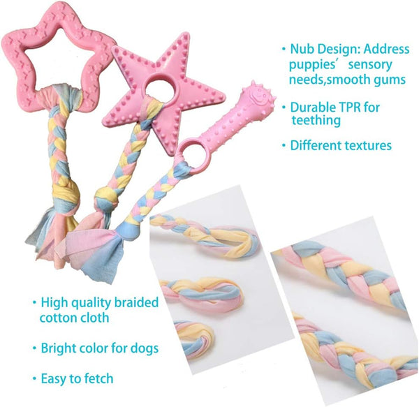 Volacopets Puppy Toys for Teething, Puppy Chew Toys for Small Dogs, Crinkle Dog Toys Small Breed Boredom and Stimulating, Dog Toys for Small Dogs, Pink, 5-Pack4