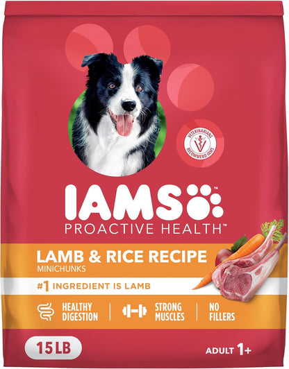 IAMS Proactive Health Minichunks Dry Dog Food, Lamb & Rice, 15 Lb | Real Lamb #1 Ingredient, Omega-6 Fatty Acids for Skin & Coat, Natural Fiber & Prebiotics, No Fillers or Artificial Flavors1