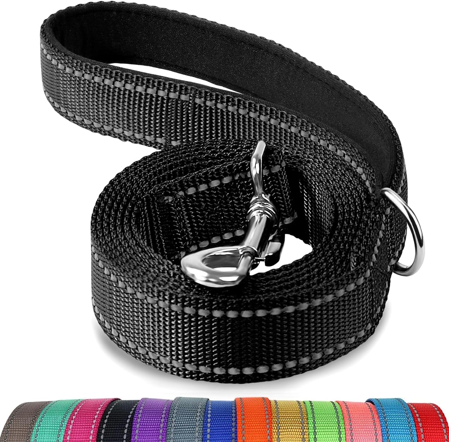 joytale-reflective-dog-leash-for-medium-large-dogs-6-ft-x-1-black-heavy-duty-nylon-webbing-padded-handle-for-comfort-visible-at-night-for-walking-training