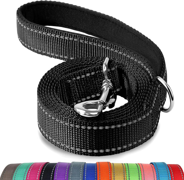 Joytale Reflective Dog Leash for Medium & Large Dogs, 6 FT X 1", Black | Heavy Duty Nylon Webbing, Padded Handle for Comfort, Visible at Night, for Walking & Training1