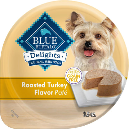 Blue Buffalo Delights Variety Pack Natural Grain Free Wet Dog Food for Small Breed Dogs (Top Sirloin Flavor Paté and Grilled Chicken Flavor Paté) with Natural Ingredients, 3.5-Oz. Each (12 Cups)18