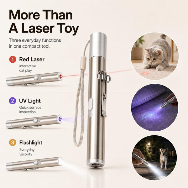 Lbingbrother 2 Pack Cat Toys, USB Rechargeable Kitten Toy, 3 Light Modes, Portable Interactive Pet Dog Cat Mouse Toy for Fun Chase Play Exercise | Direct USB Charging, 3 Light Modes, Aluminum Body, Pocket Clip, Wrist Strap, Indoor Play2
