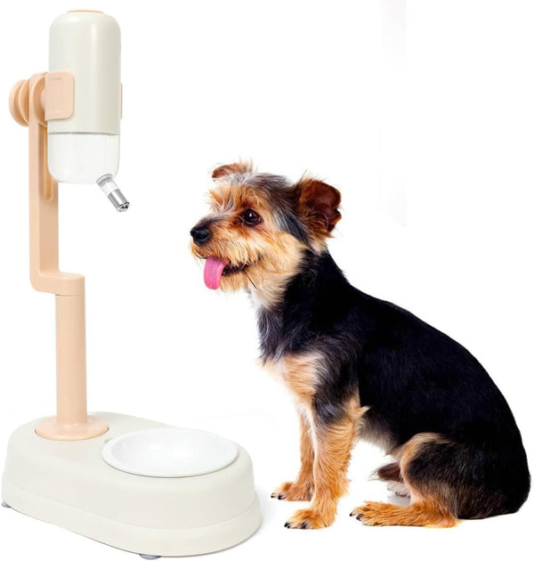 Pet Standing Water Dispenser Cat Dog Standing Ceramic Bowl Automatically Feeding Water Height Adjustable Detachable Pole (Gray, Large)8