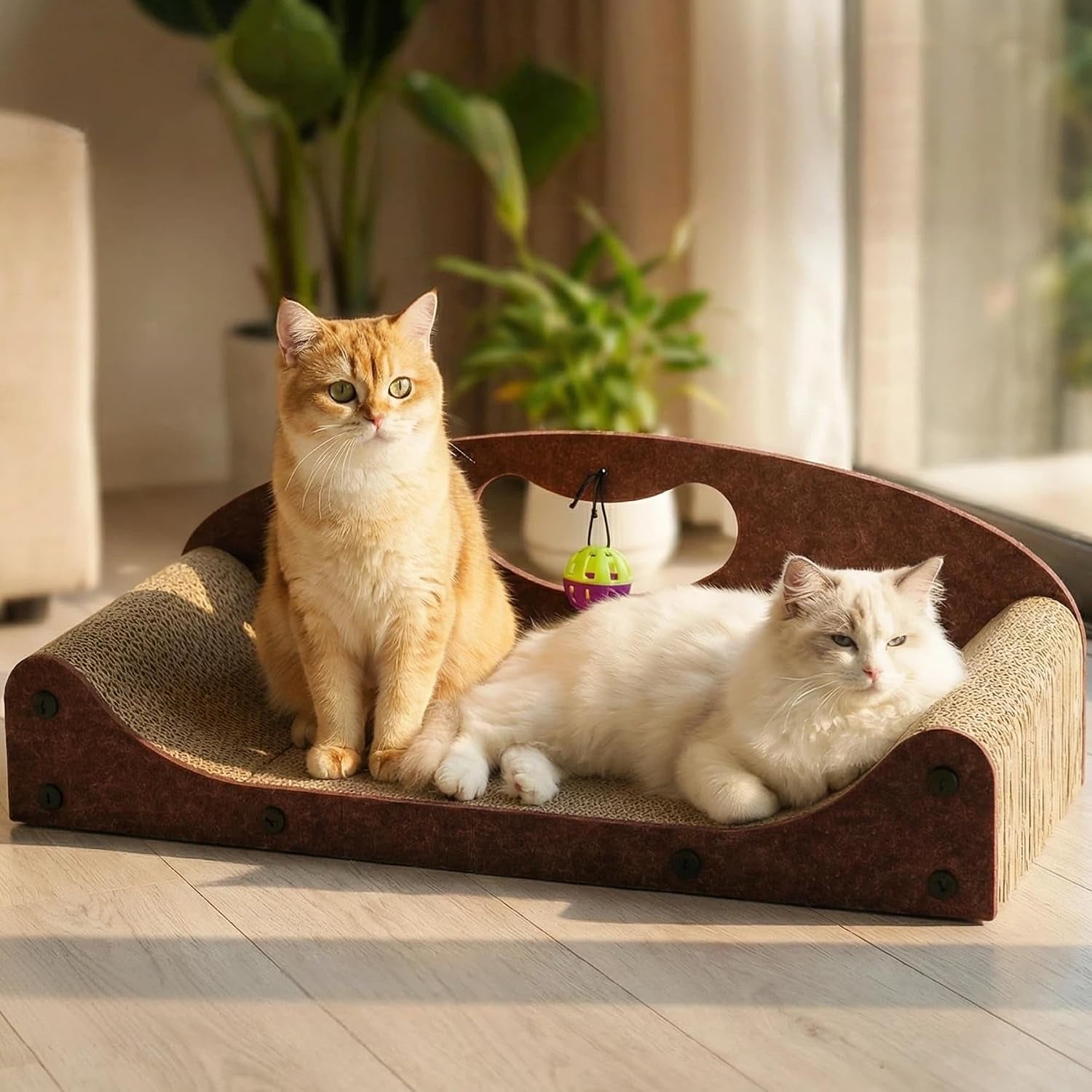 26-cat-scratcher-bed-large-scratcher-couch-for-indoor-cats-cardboard-scratcher-sofa-durable-scratch-pad-with-ball-furniture-protector-brown-large