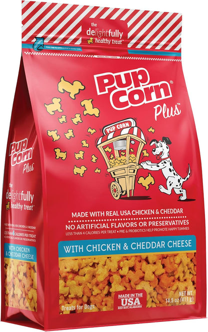 Pup Corn plus - Puffed Dog Treats with Prebiotics and Probiotics - Chicken & Cheddar Cheese (24Oz) - Made in USA14
