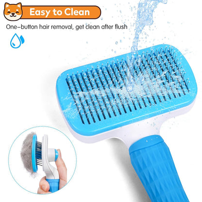 Dog & Cat Brush, Self Cleaning Slicker Brush for Pets Shedding | 1 Click Clean,Lightweight,Massaging Particles,Soft Non-Slip Handles,For All Furry Animls5