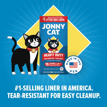 Jonny Cat Litter Box Liners: Heavy Duty - Tear & Leak Resistant - Drawstring Close - Jumbo, 15 Count4