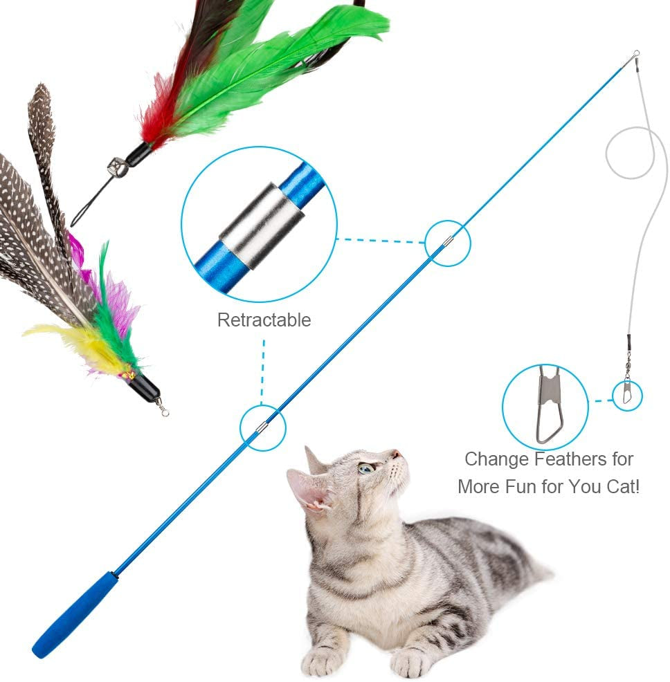 jiaron-cat-toys-interactive-feather-toy-2pcs-retractable-wand-and-10pcs-replacement-teaser-with-bell-refills-interactive-catcher-and-funny-exercise-for-kitten