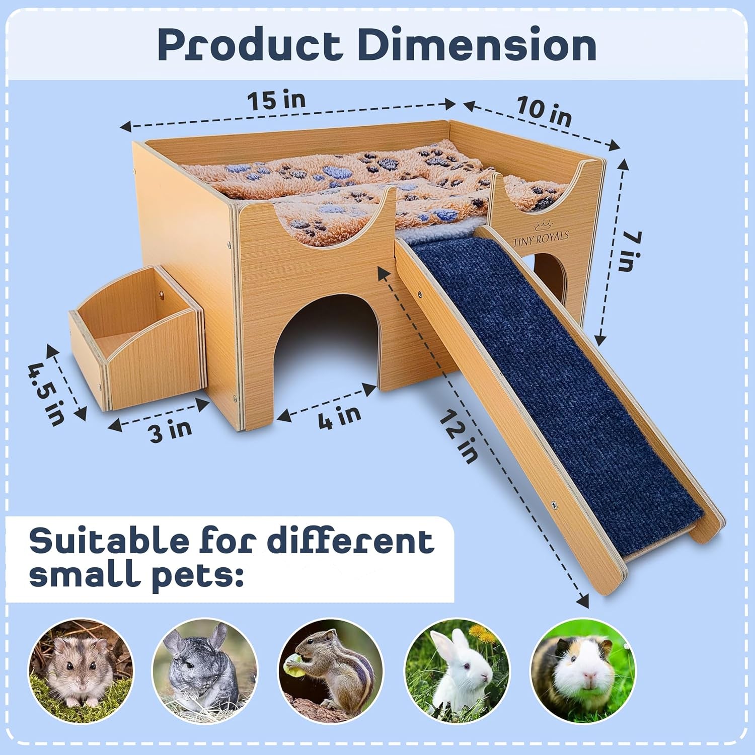 guinea-pig-wooden-hideout-with-built-in-feeder-screw-assembled-natural-wood-castle-with-absorbent-fleece-mat-ramp-accessories-cozy-safe-hideaway-for-small-pets-to-rest-play-explore