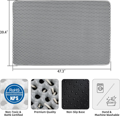 Cat Litter Mat XXL(47.3" X 39.4") - Large, Double-Layer, Non-Toxic, Easy Clean, Durable, Gray2