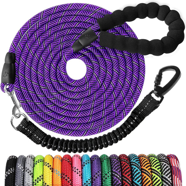 Long Dog Leash 15 FT: Heavy Duty Rope Leashes for Dogs Training with Swivel Lockable Hook Reflective Threads Bungee and Padded Handle - Dog Lead for Large Small Medium Dogs outside Walking Hiking38