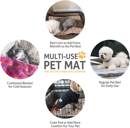 Mora Pets Dog Crate Pad - Ultra Soft Pet Bed with Cute Star Print, Washable Mat for Large Medium Small Dogs, Reversible Fleece Kennel Liner, Cat Bed 23 X 18 Inch Brown4