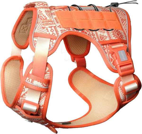 Auroth Tactical Dog Harness for Large Dogs No Pull Adjustable Pet Harness Reflective K9 Working Training Easy Control Pet Vest Military Service Dog Harnesses Army Yellow L40