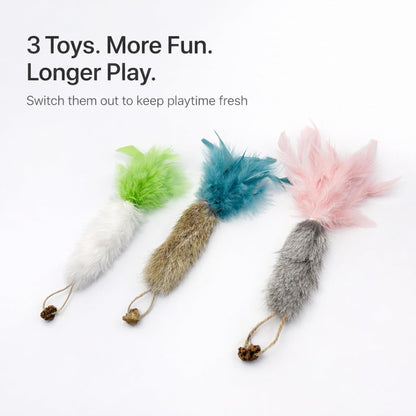 3 Pack Rabbit Fur Catnip Toys with Feathers – Interactive Carrot Cat Toys with Galls Fruit for Indoor Cats and Kittens6