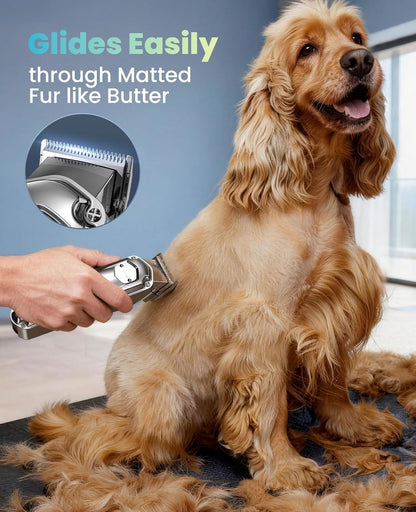 Oneisall Dog Clippers for Grooming Thick Heavy Coats | Low Noise,Rechargeable Cordless,Detachable Stainless Steel Blade,Ipx7 Waterproof,10 Guide Combs,For Thick/Double/Curly Hair2