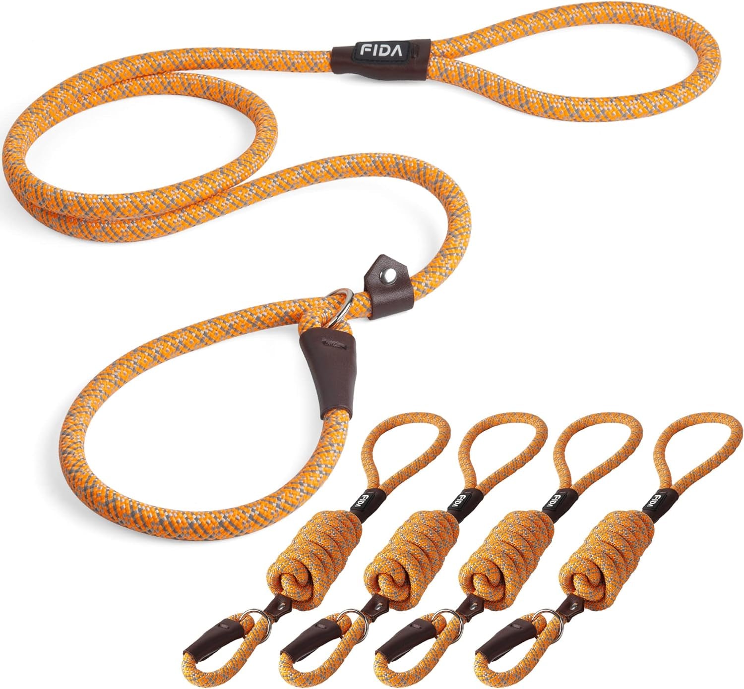 fida-durable-slip-lead-dog-leash-6-ft-x-1-2-heavy-duty-dog-loop-leashes-comfortable-strong-rope-slip-leash-for-large-medium-dogs-no-pull-pet-training-lead-with-highly-reflective1-2-black