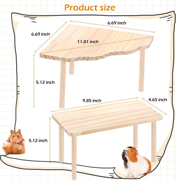 2-Piece Set Hamster Play Wooden Platform for Dwarf Syrian Hamsters Gerbils Mice Degus or Other Small Pets2