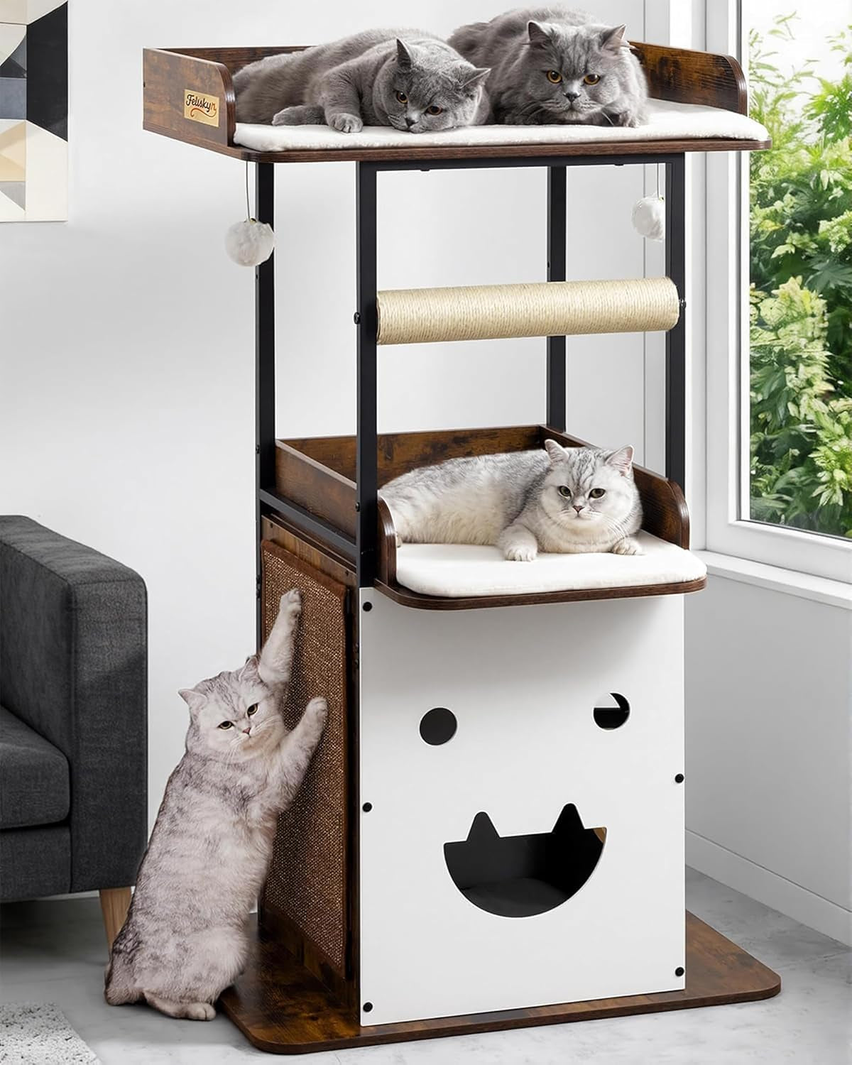 modern-wood-cat-tree-tower-for-indoor-large-adult-cats-with-big-perch-bed-33-8in-tall-wooden-cat-trees-with-platform-cat-scratching-pads-washable-cushions-cat-furniture-for-window-rustic-brown