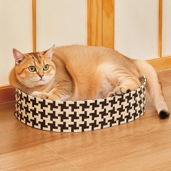 2-In-1 Cat Scratcher Cardboard Bed, round Cat Scratching Pad Bowl for Indoor Cats, Durable Corrugated Circle Cat Scratcher Lounge, Cozy Oval Cat Scratch Bed Furniture for Kittens & Medium Size Cats6