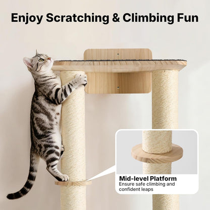 Veehoo Cat Wall Shelves, 28.3" Cat Wall Furniture with Scratcher | Cats Wall Climber, Dual Sisal Scratching Posts, Carpeted Perch, Easy Installation, Drywall Mounting4
