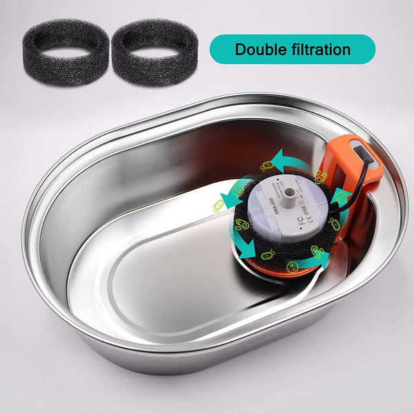 Cat Water Fountain Filters for Stainless Steel 67Oz/2L Adjustable Water Flow Pet Fountain, 8 Pack Pet Replacement Filters with 8 Sponges5
